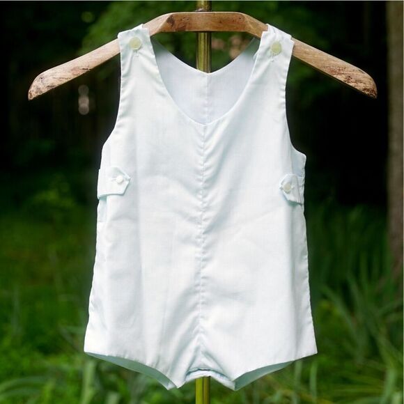 Vintage 90s Feltman Brothers Cotton Light Blue Romper - Picture 2 of 5